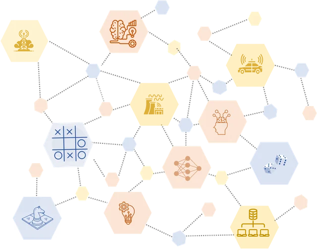 Research illustration for The confluence of networks, games, and learning a game-theoretic framework for multiagent decision making over networks