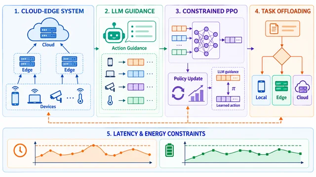 Research illustration for Collaborative Cloud-Edge Computing via LLM-Guided Constrained Reinforcement Learning